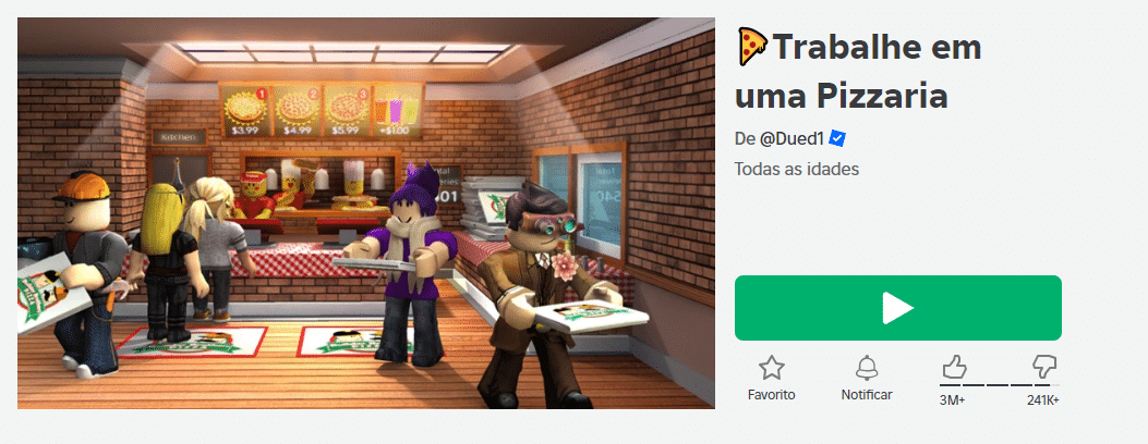 Work at a Pizza Place no Roblox para crianças