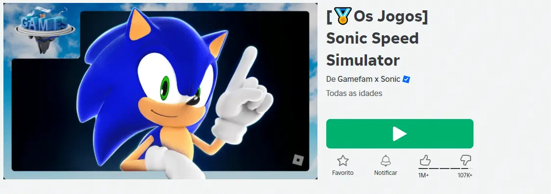 Sonic Speed Simulator no Roblox para crianças