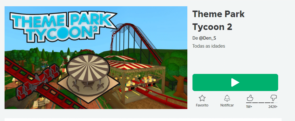 Theme Park Tycoon 2 no Roblox para crianças
