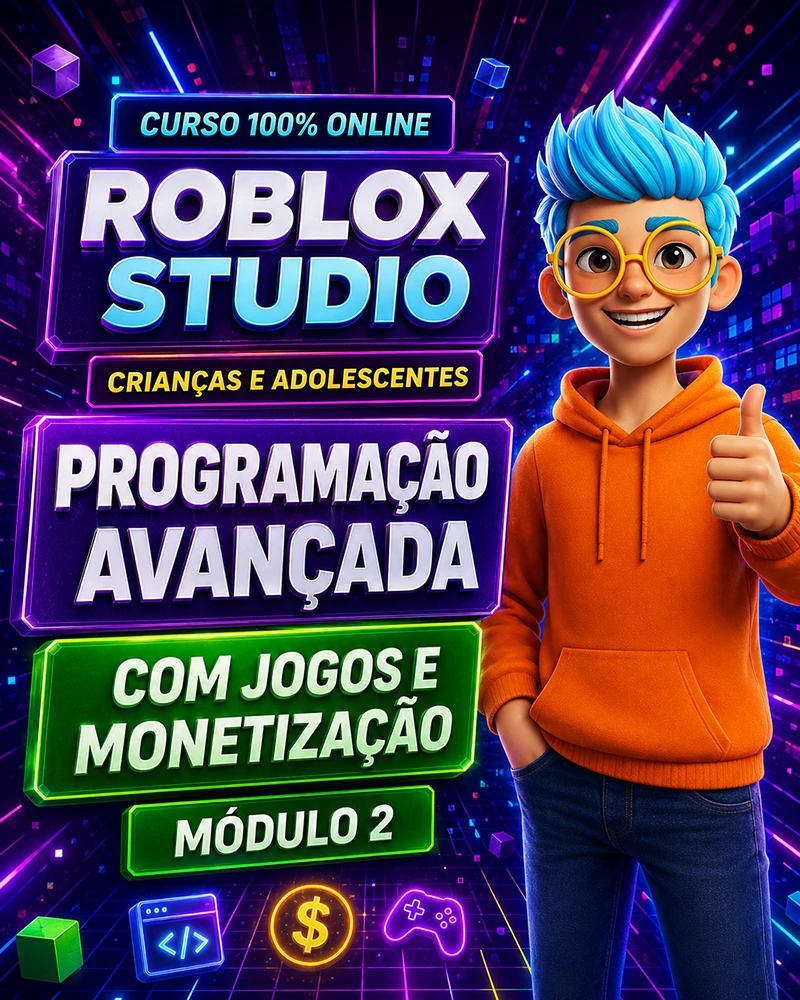 Curso Roblox Studio 2 para crianças e adolescentes